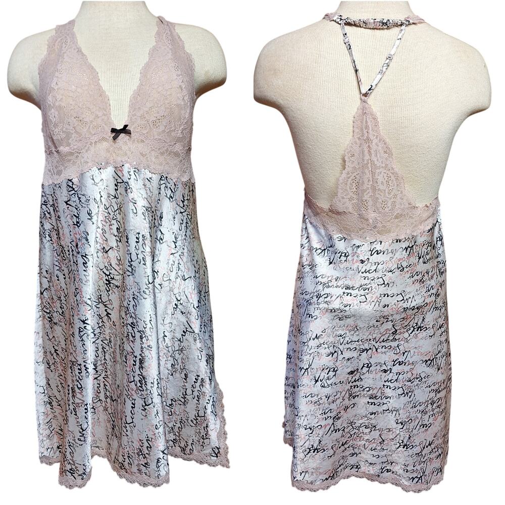 Victoria secret babydoll nightie lacey sexy night dress sleep pastel pink satin